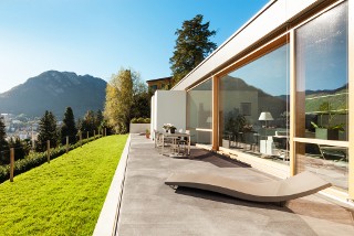 Terrasse en béton lissé